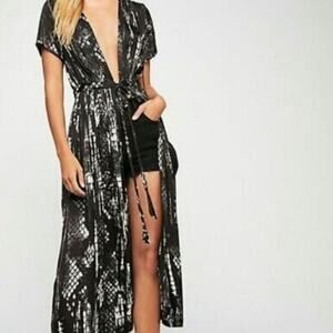 Free People So Long Animal Print Robe Dress